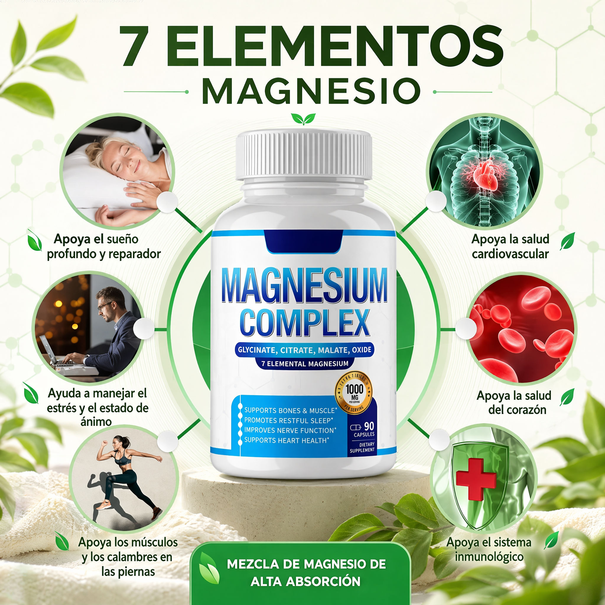 Complejo de Magnesio 8-en-1 · 1000mg · 90 Cápsulas